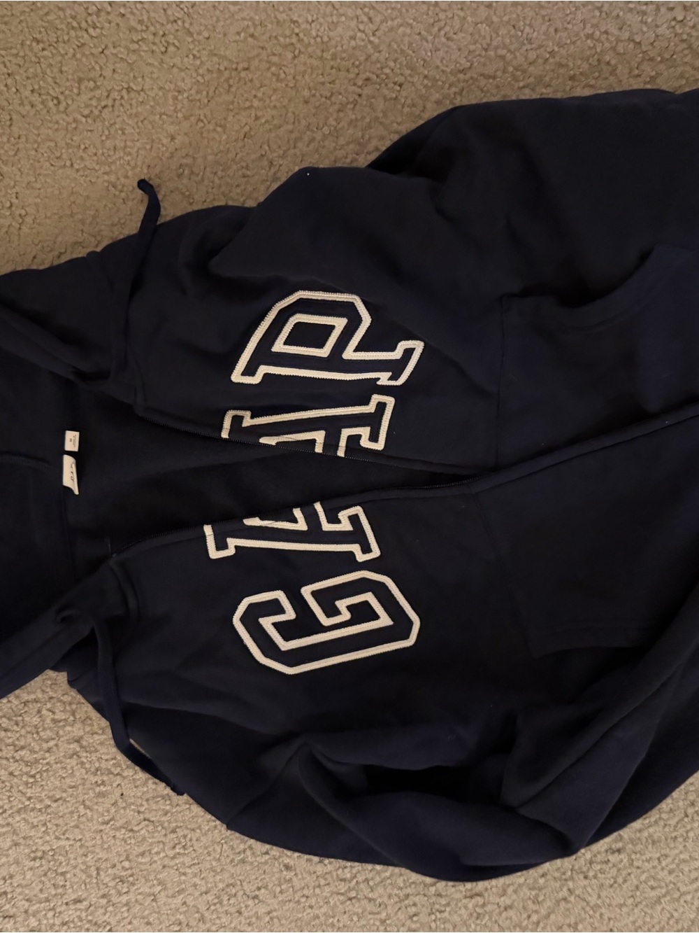 GAP Navy Blue Zip-Up Hoodie with White Logo